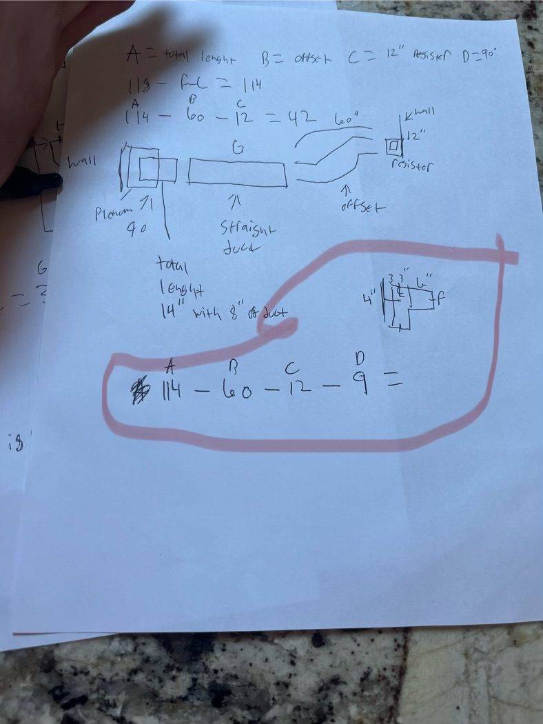 Duct takeoff napkin math
