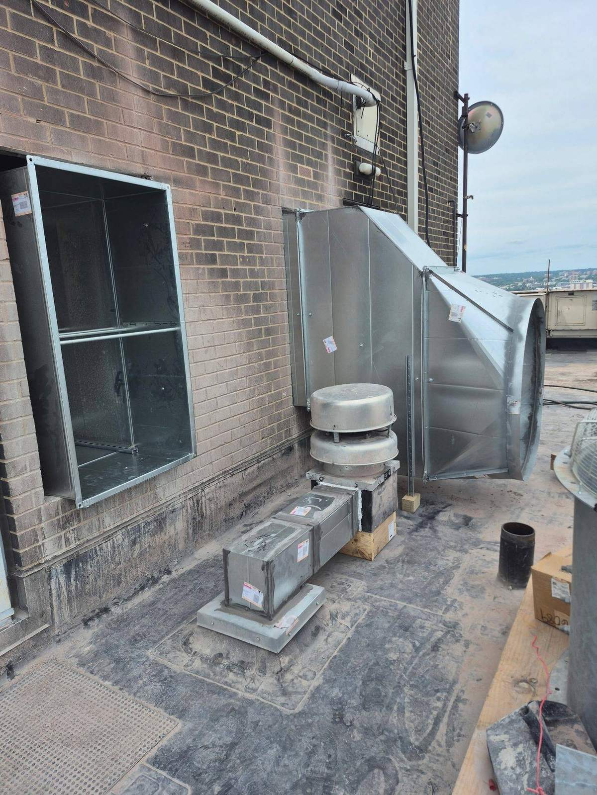 Sheet-metal duct run on a commercial job